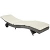 Resenkos Chaise Lounger With 5-Level Backrest Adjustment, Cushioned Patio Sun Lounger, Easy-Moving Wheels, PE Rattan, Cream White - 2 of 4