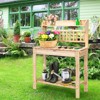 Tangkula Garden Potting Bench Workstation Table w/ Sliding Tabletop&Removable Sink for Garden&Backyard - 3 of 4