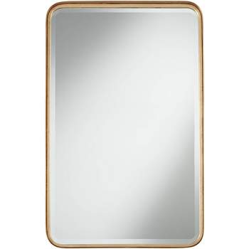 Uttermost Andi Rectangular Vanity Decorative Wall Mirror Modern Beveled Glass Warm Gold Iron Frame 24" Wide for Bathroom Bedroom Living Room Home