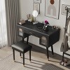 Vanity Makeup Table with Frosted Glass Cabinets Drawer and Cable Slot for Small Bedroom Spaces-3irtyhousy - 2 of 4