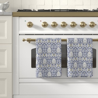 Charming Blue Floral Cotton Kitchen Towels Set of 6