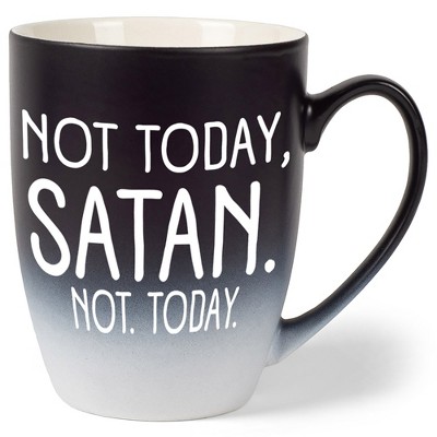 Elanze Designs Not Today Satan Two Toned Ombre Matte Black and White 12 ounce Ceramic Stoneware Coffee Cup Mug