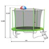 10 FT Round Outdoor Trampoline for Kids with Safety Enclosure Net, Basketball Hoop and Ladder, Green - ModernLuxe - 3 of 4