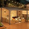CLIHOME 12 ft. x 10 ft. Aluminum Sloped Roof Patio Cover Pergola with Retractable Polycarbonate Canopy for Outdoor Patio Shelter - 4 of 4