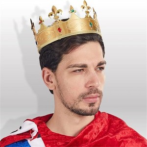 Joyfy Gold King Crown Halloween Costume Party Cosplay Props, Plastic Crown Hat for  for Kids Men Women Dress up, Play Party Accessories Decor - 1 of 4