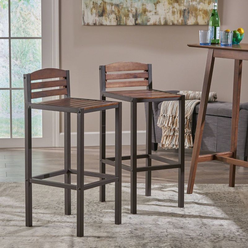 Set of 2 Lilith Acacia Barstools Dark Brown - Christopher Knight Home, 3 of 10