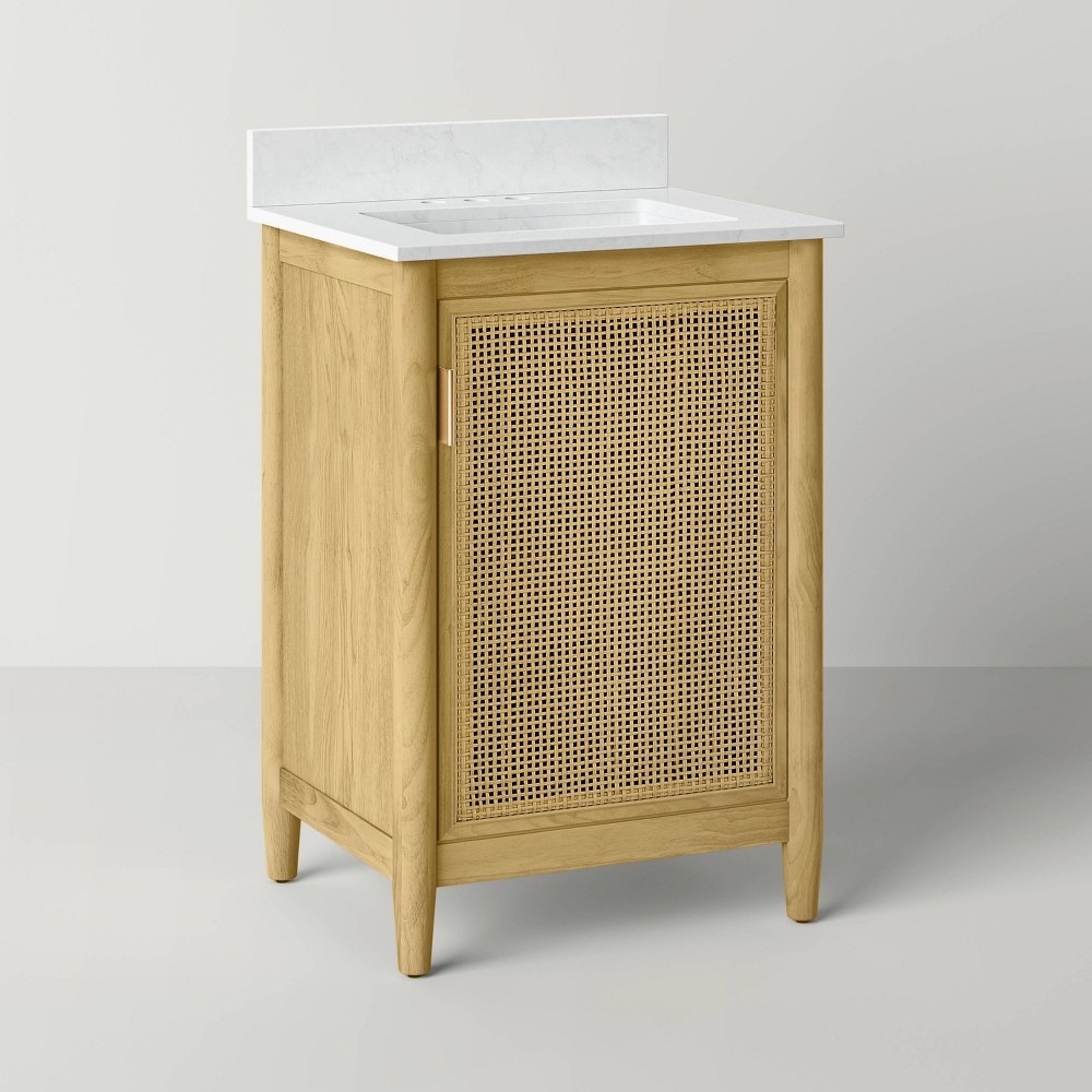 Photos - Washbasin cabinet 24" Wood & Cane Bathroom Vanity - Natural - Hearth & Hand™ with Magnolia