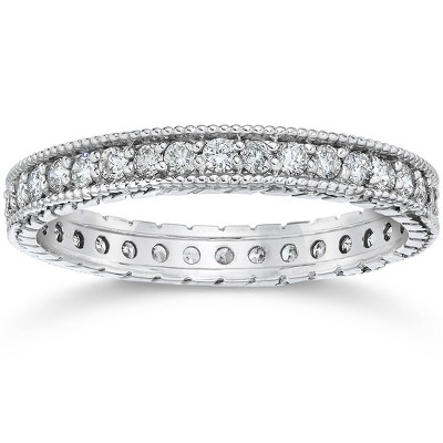 Pompeii3 5/8ct Vintage Diamond Hand Engraved Eternity Ring 14K White Gold