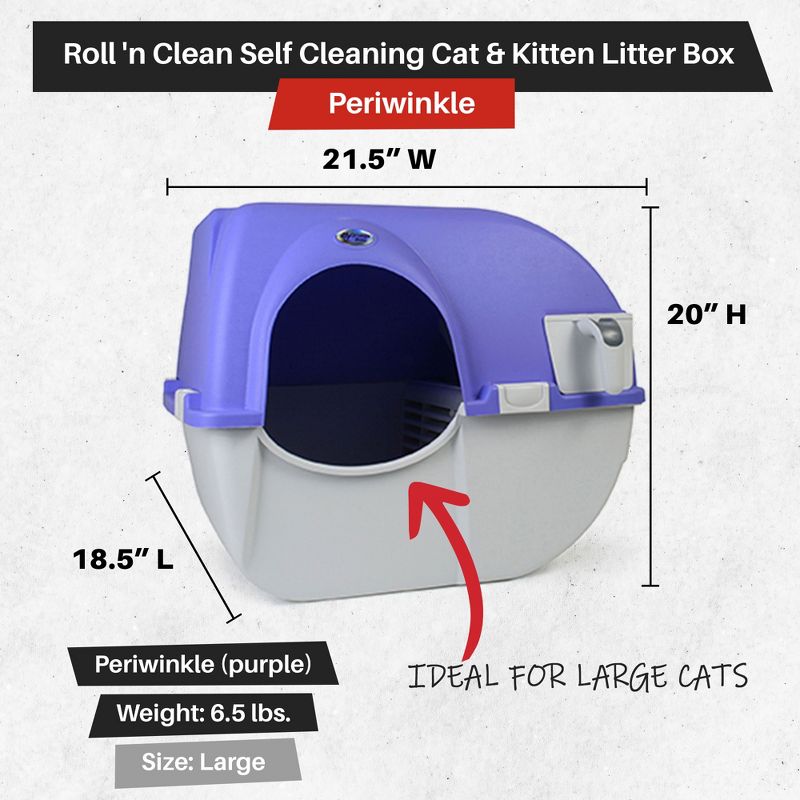 Omega Paw Roll 'n Clean Plastic Indoor Outdoor Automatic Self Cleaning Litter Box, 3 of 7