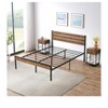 Bed Frame with Rustic Vintage Wood Headboard, Strong Metal Slats Support, Mattress Foundation & Under Bed Storage, Noise-Free, No Box Spring Needed - 4 of 4