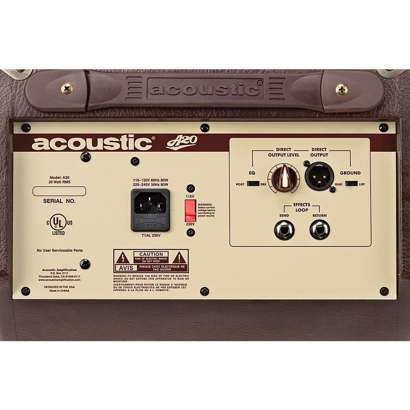 Acoustic A20 20W Acoustic Guitar Amplifier Brown/Tan, 5 of 6