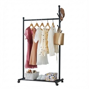 Metal Clothing Rack with Wheels, Coat Rack for Hanging Clothes, Rolling Clothes Racks with Storage Shelf for Small Space - 1 of 4