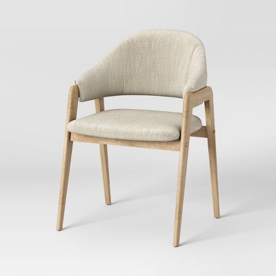 Ingleside Open Back Upholstered Wood Frame Dining Chair Cream/Natural Wood (KD) - Threshold™