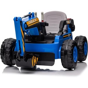 12V Kids Ride-On Excavator Digger Car with Remote Control, 4x75W Drive Motors, 10Ah Battery, Working Digging Arm, LED Lights, Music & USB - 1 of 4