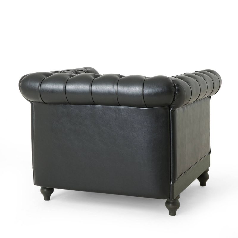 Castalia Chesterfield Tufted Club Chair with Nailhead Trim Midnight - Christopher Knight Home, 4 of 11