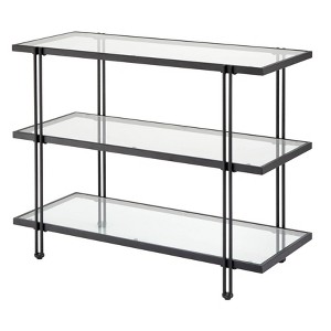 Lifestorey Folio Metal and Glass Sofa Table Black: Mid-Century Modern Entryway Table, Powder-Coated Frame - 1 of 4