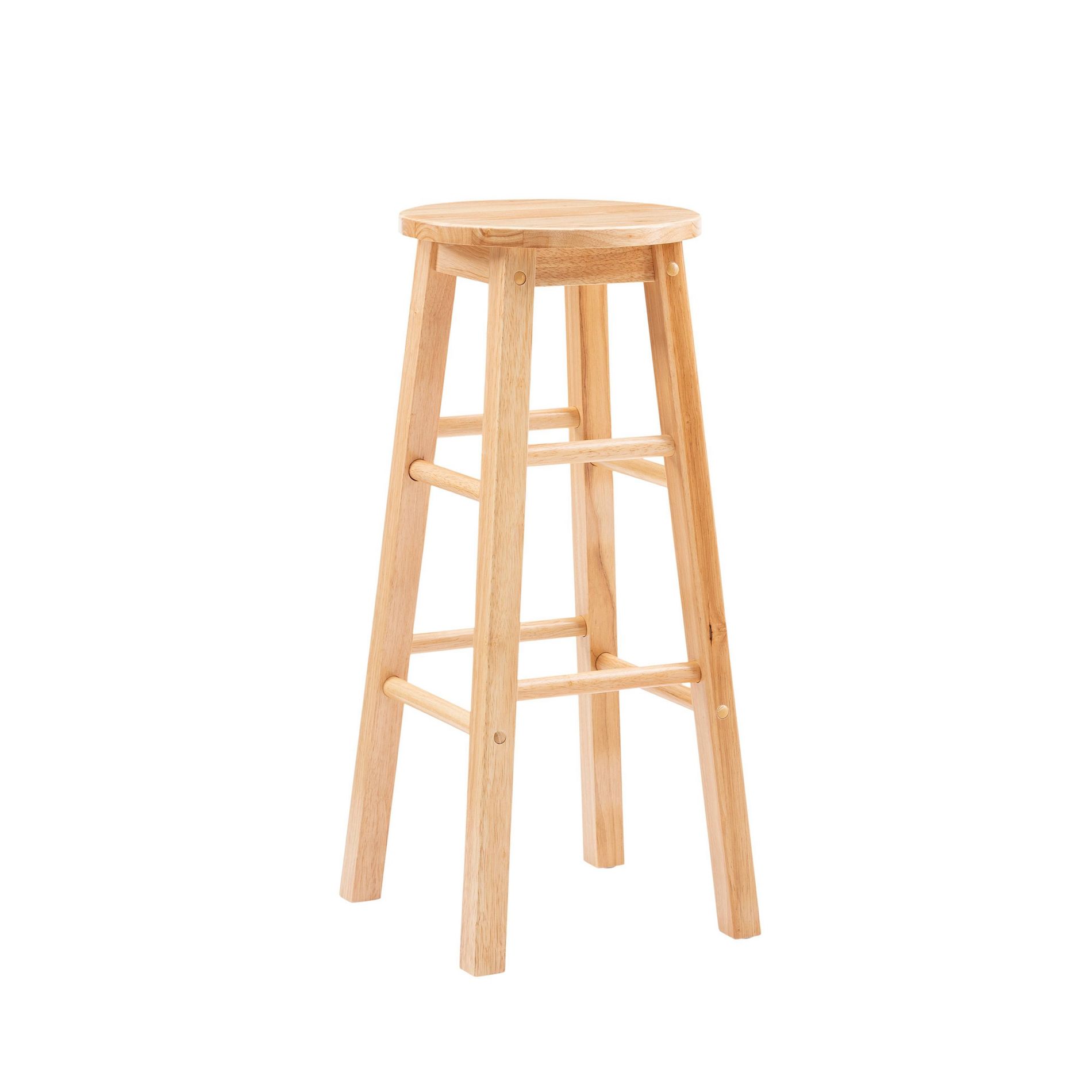 29" Killian Round Seat Barstool Natural - Linon: Wood Frame, Fixed Height, Traditional Style