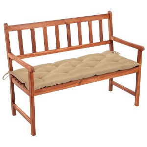 Garden Bench Acacia wood with beige cushion - 1 of 4