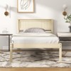 Infans Twin Size Wooden Platform Bed Frame with Headboard Mattress Foundation Natural - 4 of 4