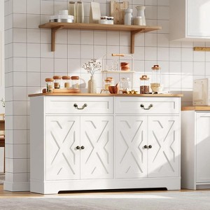 GustoWave Farmhouse Storage Cabinet, Kitchen Buffet Sideboard with Drawer and Adjustable Shelf - 1 of 4