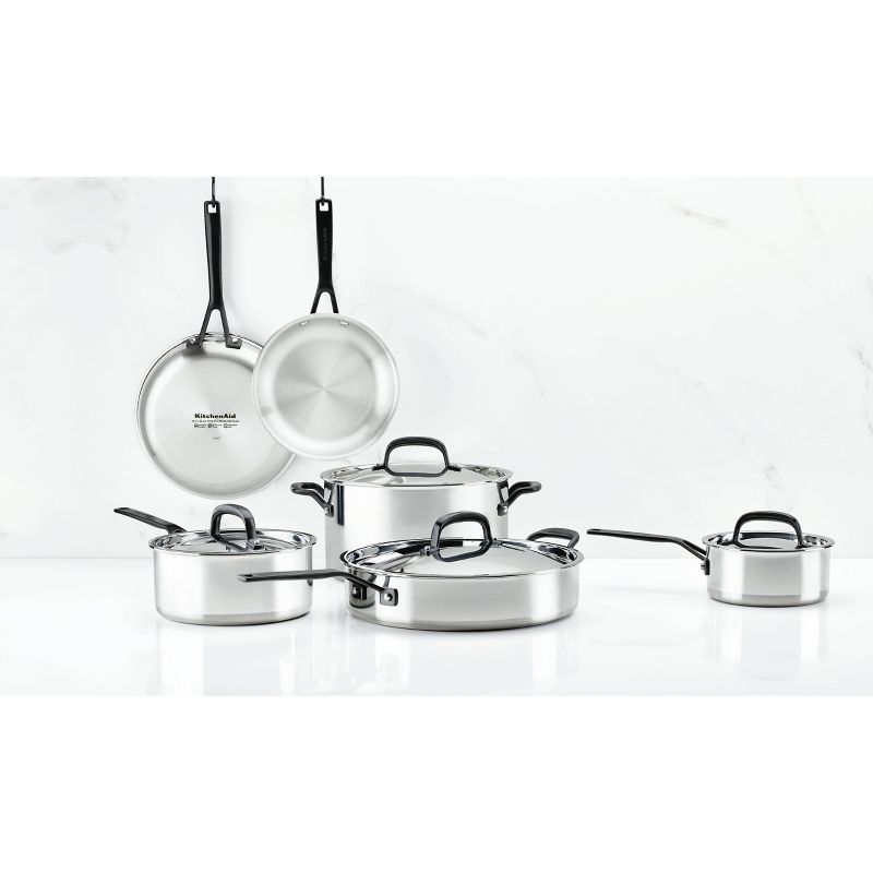 KitchenAid 5-Ply Clad Stainless Steel 10pc Cookware Set, 3 of 28