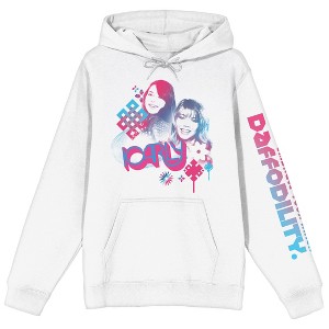 iCarly Daffodility Art Long Sleeve Adult White Hooded Sweatshirt - 1 of 4
