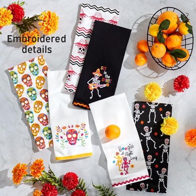 The Lakeside Collection Skeletons Embroidered Set of 2 Kitchen Towels