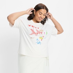 Women's Relaxed Short Sleeve Beach Graphic T-Shirt - Future Collective White - 1 of 3