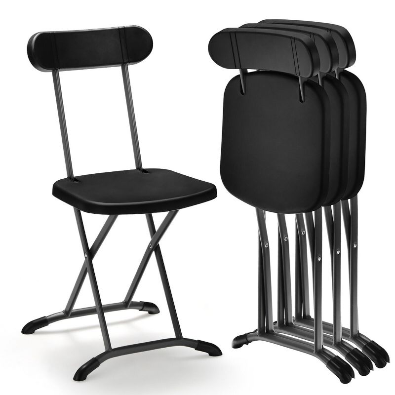 Tangkula 4-Pack Folding Chair w/ Metal Curved Feet Wide Seat & Ergonomic Backrest, 1 of 8
