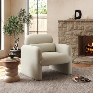 Roundhill Furniture Dylan Modern Upholstered Barrel Armchair, Cream White - 1 of 4