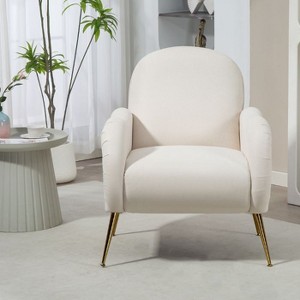 CAVINAS Modern Upholstered Accent Chair With Tufted Back and Gold Metal Legs, Stylish Fabric Armchair for Living Room, Bedroom or Office - 1 of 4