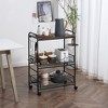VYNXARIA 3 Tier Rolling Kitchen Cart, Kitchen Island Cart on Wheels with Sliding Fruit Basket, Microwave Cart with Side Hooks for Dining Room, Walnut - 2 of 4