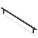 Cauldham Solid Stainless Steel Euro Cabinet Pull Matte Black (15-5/8" Hole Centers) - 2 Pack