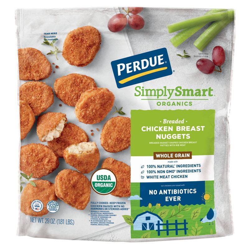 Perdue Simply Smart Organic Whole Grain Breaded Chicken Breast Nuggets - Frozen - 29oz, 1 of 6