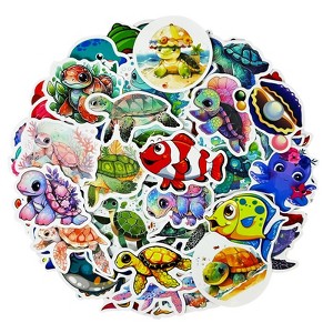 Wrapables Waterproof Vinyl Stickers, 100pcs, Marine Animals - 1 of 4