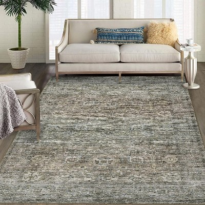 Washable Hallway Runner Rug, Ultra-Thin Non-Slip Low-Pile Vintage Indoor Carpet for Kitchen, Laundry, Bedside Accent