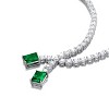 Guili Sterling Silver Two-Stone Tennis Chain Collar Necklace in Green, Red, Yellow, White, or Blue—Sleek, Modern, and Sophisticated. - 2 of 2