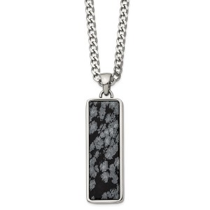 Black Bow Jewelry Men's Stainless Steel & Alabaster Stone Rectangle Necklace, 22 Inch - 1 of 3