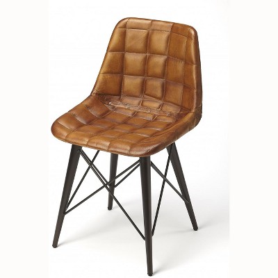 HomeRoots 18" Brown Faux Leather Tufted Side Chair