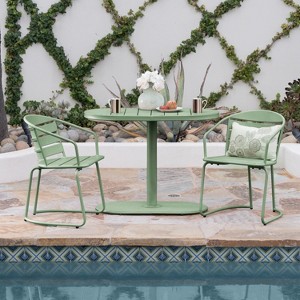 Christopher Knight Home Porto Outdoor Modern 3 Piece Iron Oval Table Bistro Set - 1 of 4