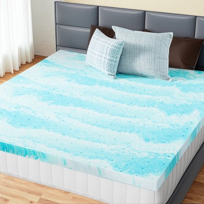 INFURNIC Mattresses Memory Foam Cooling Gel Mattress Bed Topper For Back Pain, King Size, Skin Friendly, White And Blue, 76"*80"*3"