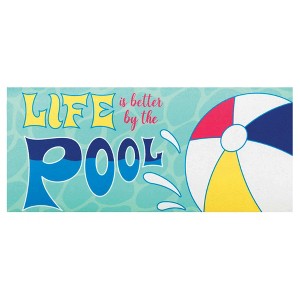Dicksons Magnolia Garden Life Better by Pool Beach Ball 22 x 10 Inch Poly Rubber Doormat Insert - 1 of 2