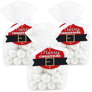 Big Dot of Happiness Jolly Santa Claus - Christmas Party Clear Goodie Favor Bags - Treat Bags With Tags - Set of 12 - 1 of 4