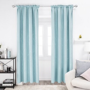 Deconovo Silver Dots Rod Pocket Curtains – 2 Panels, Light-Reducing & Stylish - 1 of 4