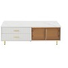 Grungis Square Coffee Table with 4 Drawers Door Storage,Center Table with Gold Metal Legs and Multi-Color Lighting for Living Room - 3 of 4