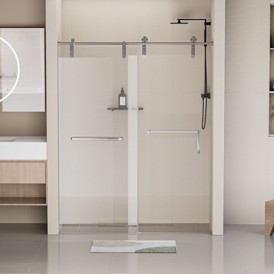 NicBex Shower Door 76" H Frameless Single Sliding Shower Doors, 5/16" (8mm) Thick Tempered Glass with Explosion-proof Film
