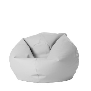 Factory Direct Partners Kids' Round Vinyl Bean Bag Sterling Gray - 1 of 4