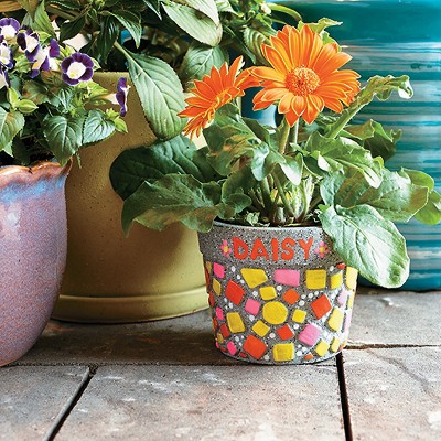 MindWare Paint Your Own Stone: Mosaic Flower Pot - Creative Activities - 4 Pieces