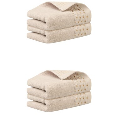 Unique Bargains Embroidery Pattern Cotton Hand Towels for Bathroom 14" x 30"