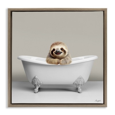 Stupell Industries Happy Sloth in Bathtub, 18" x 18"